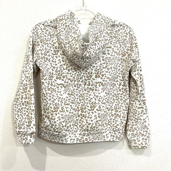 Little Pretties Pink Tan Animal Print Cat Kitty Glasses Graphic Hoodie - Large - Picture 6 of 10